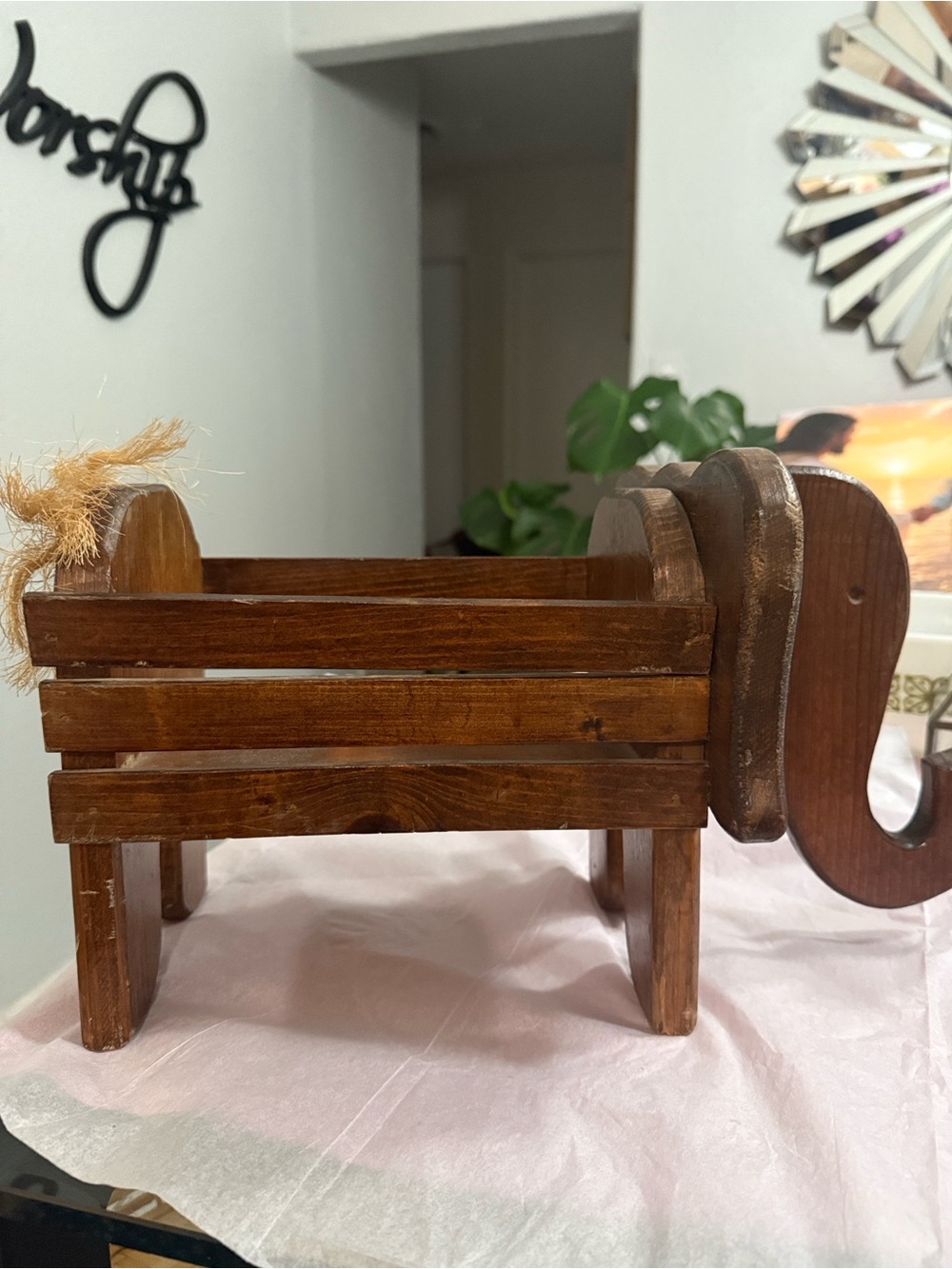 VintageWooden Elephant Planter Crate